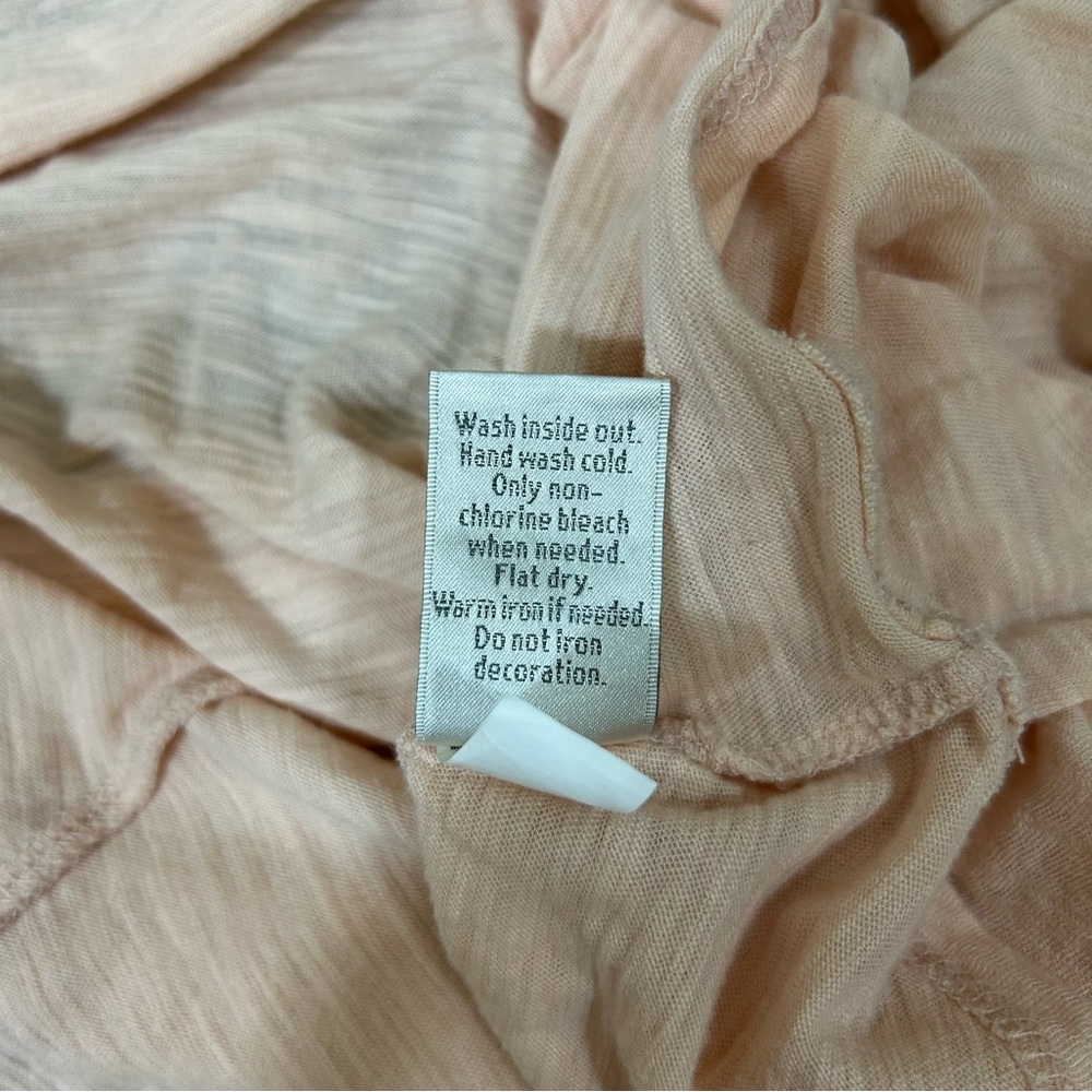 Lauren Conrad Womens Peach Polka Dot Chiffon Bow Tee M Eyelash Trim T Shirt Top - Picture 8 of 8